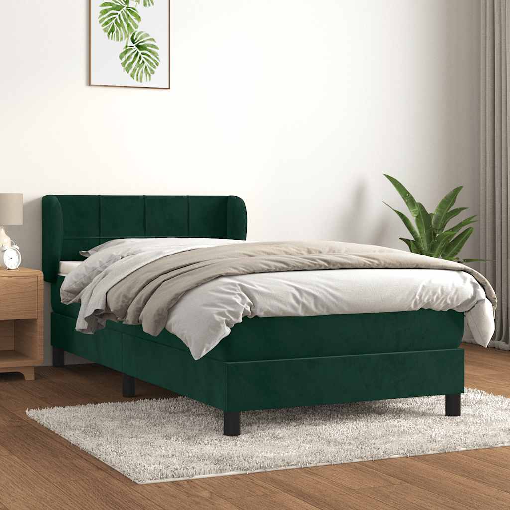 Box spring krevet s madracem tamnozeleni 90x190 cm baršunasti