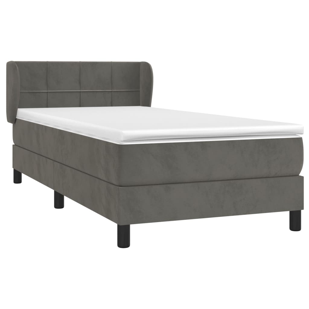 Box spring krevet s madracem tamnosivi 90x200 cm baršunasti