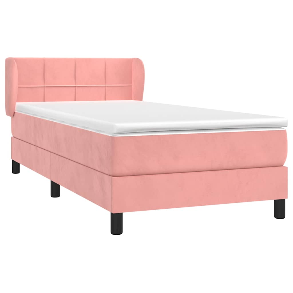 Box spring krevet s madracem ružičasti 90x200 cm baršunasti