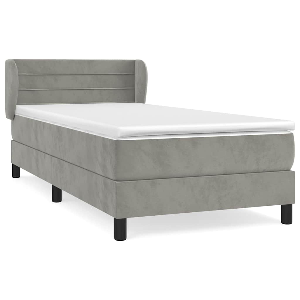 Box spring krevet s madracem svjetlosivi 80 x 200 cm baršunasti
