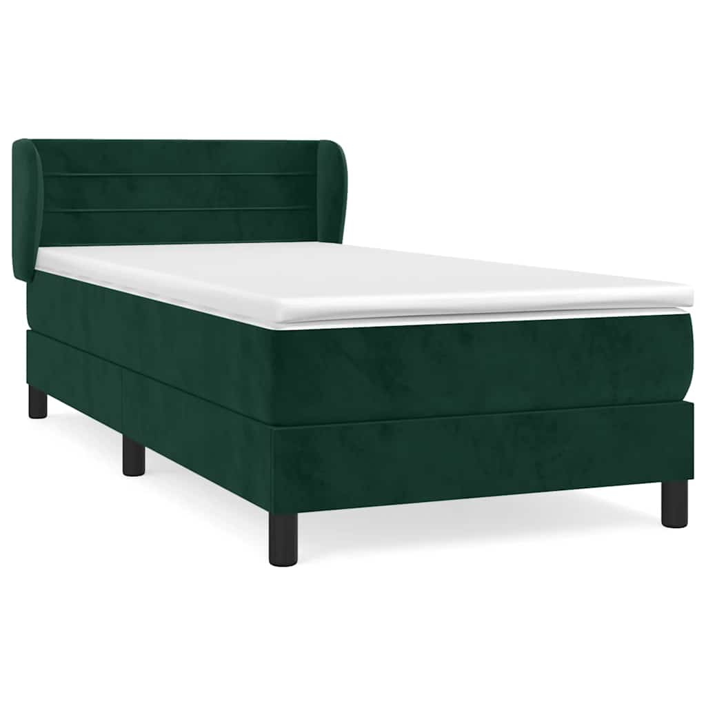 Box spring krevet s madracem tamnozeleni 90x190 cm baršunasti
