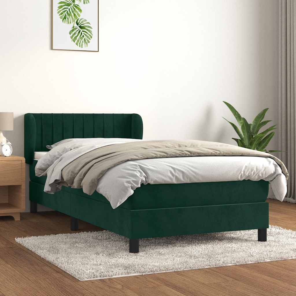 Box spring krevet s madracem tamnozeleni 80 x 200 cm baršunasti
