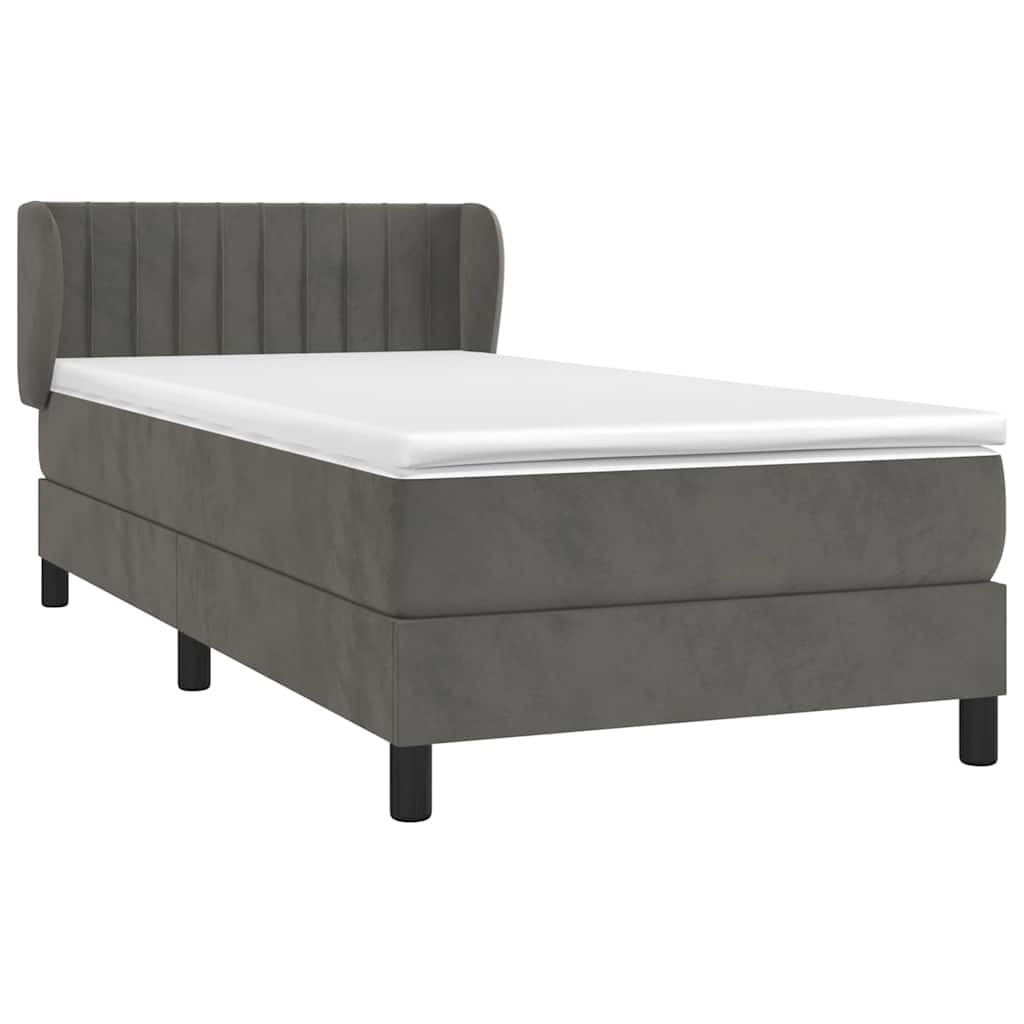 Box spring krevet s madracem tamnosivi 90x190 cm baršunasti