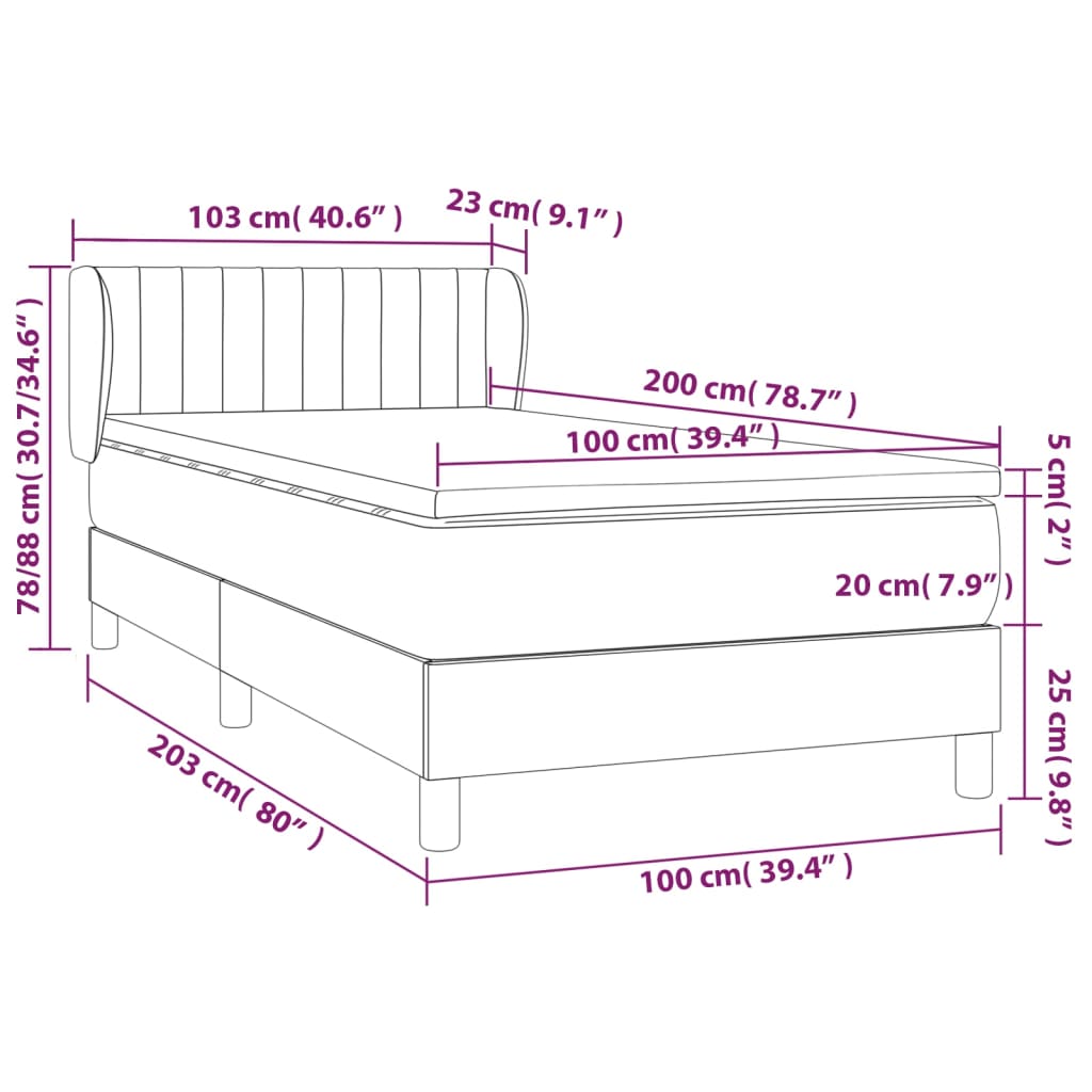 Box spring krevet s madracem ružičasti 100x200 cm baršunasti