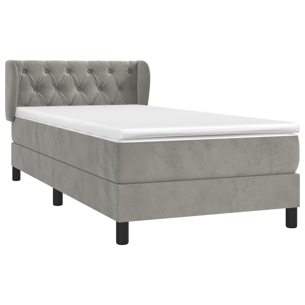 Box spring krevet s madracem svjetlosivi 80 x 200 cm baršunasti