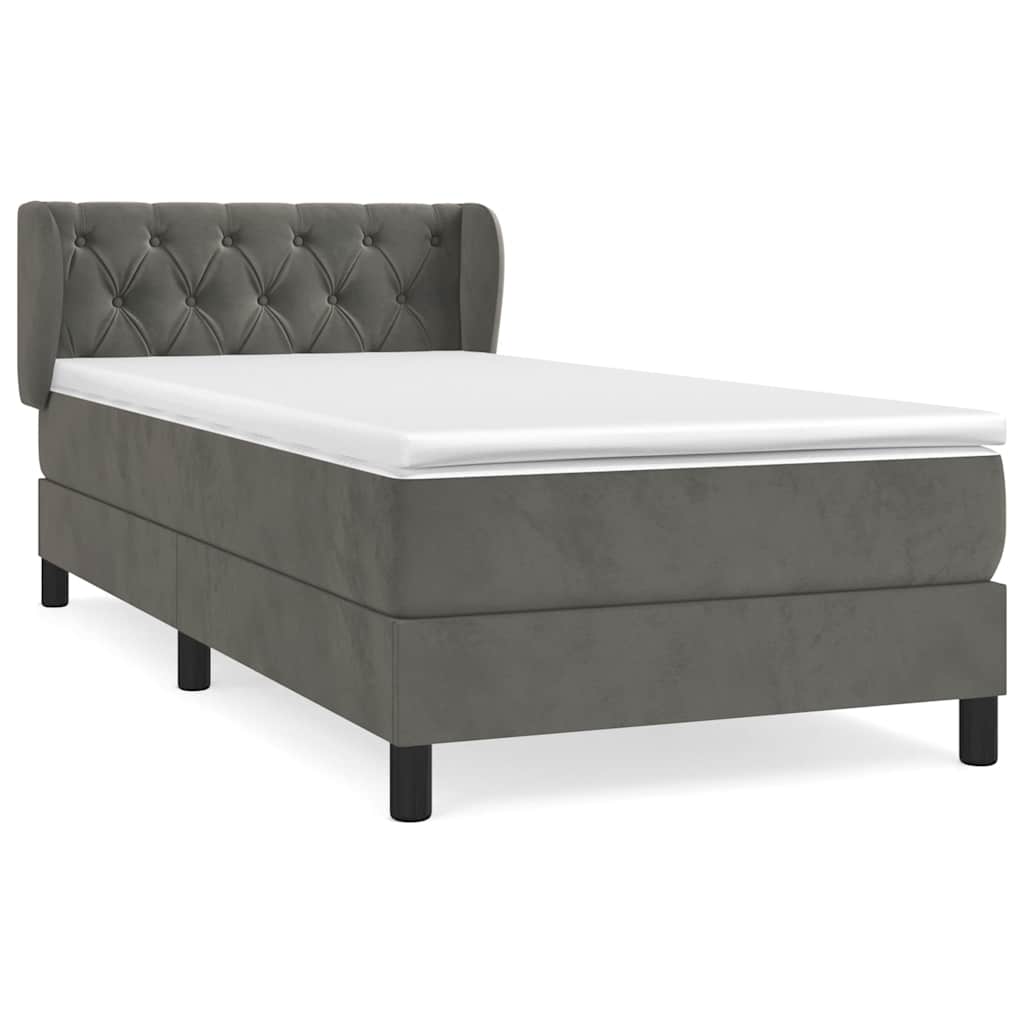 Box spring krevet s madracem tamnosivi 80 x 200 cm baršunasti