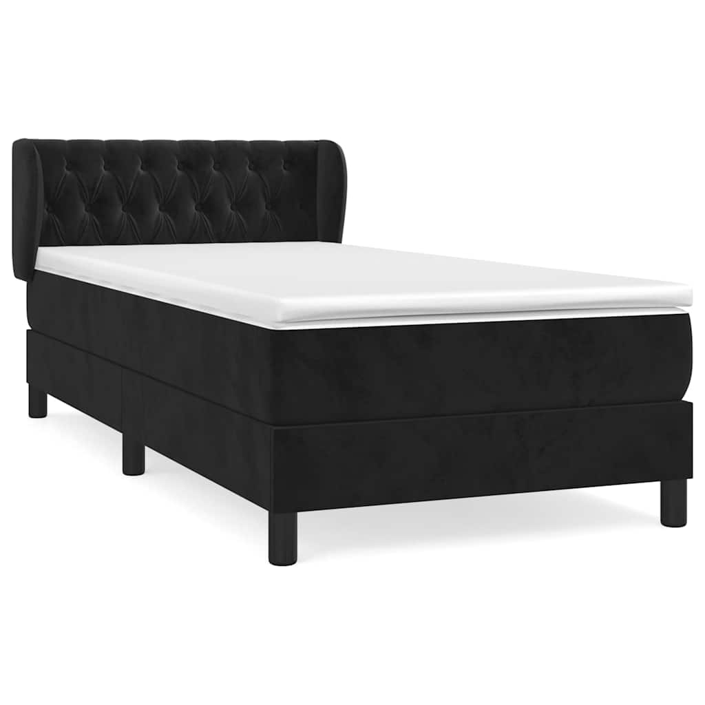 Box spring krevet s madracem crni 90x200 cm baršunasti