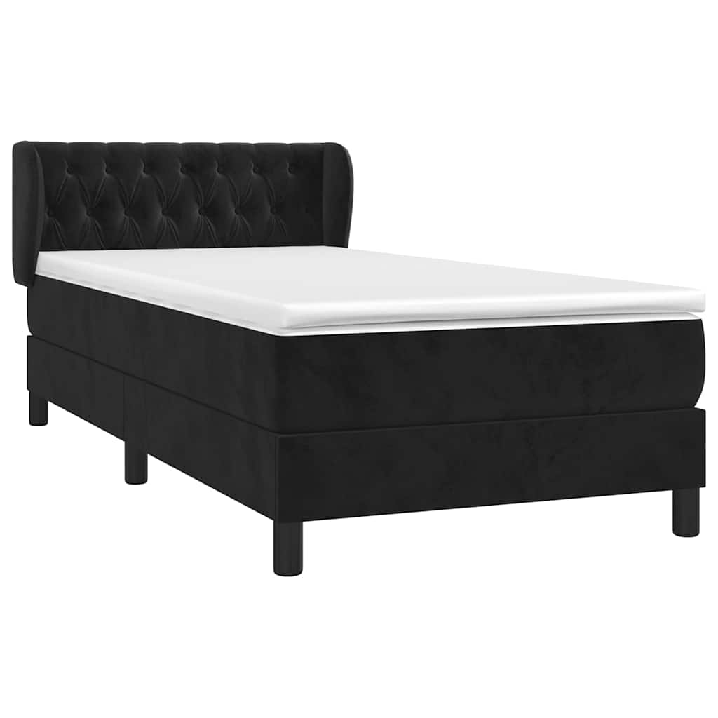 Box spring krevet s madracem crni 90x200 cm baršunasti