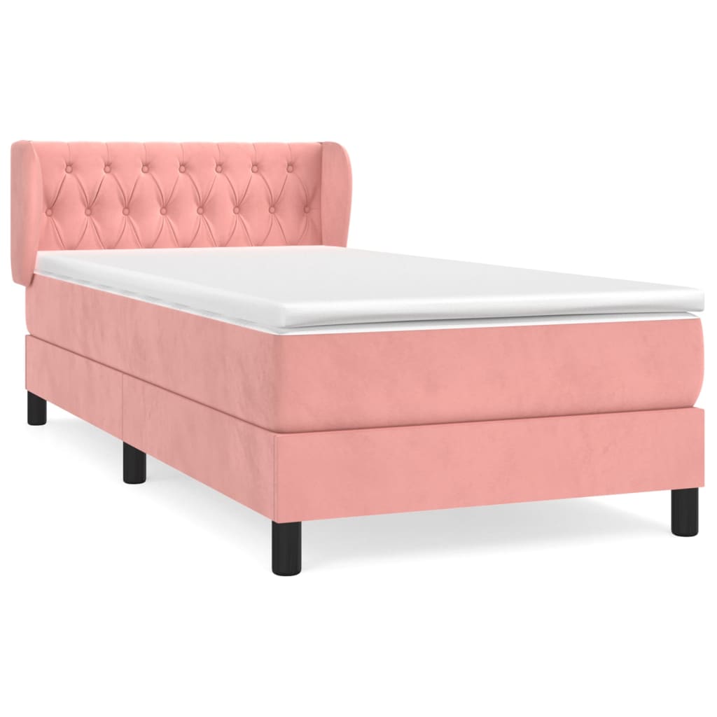 Box spring krevet s madracem ružičasti 90x200 cm baršunasti