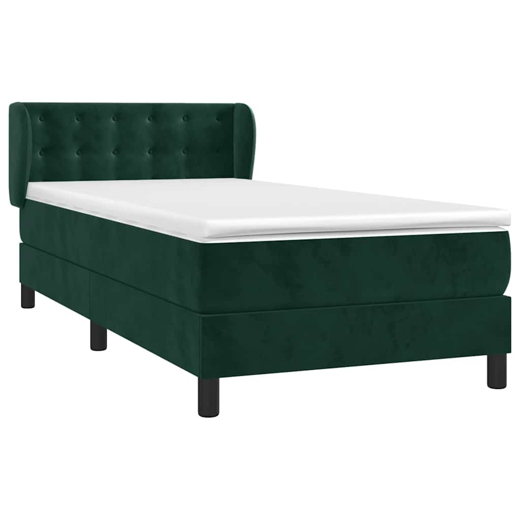 Box spring krevet s madracem tamnozeleni 90x200 cm baršunasti