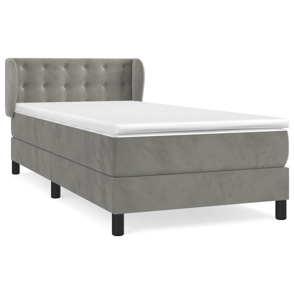 Box spring krevet s madracem svjetlosivi 100x200 cm baršunasti