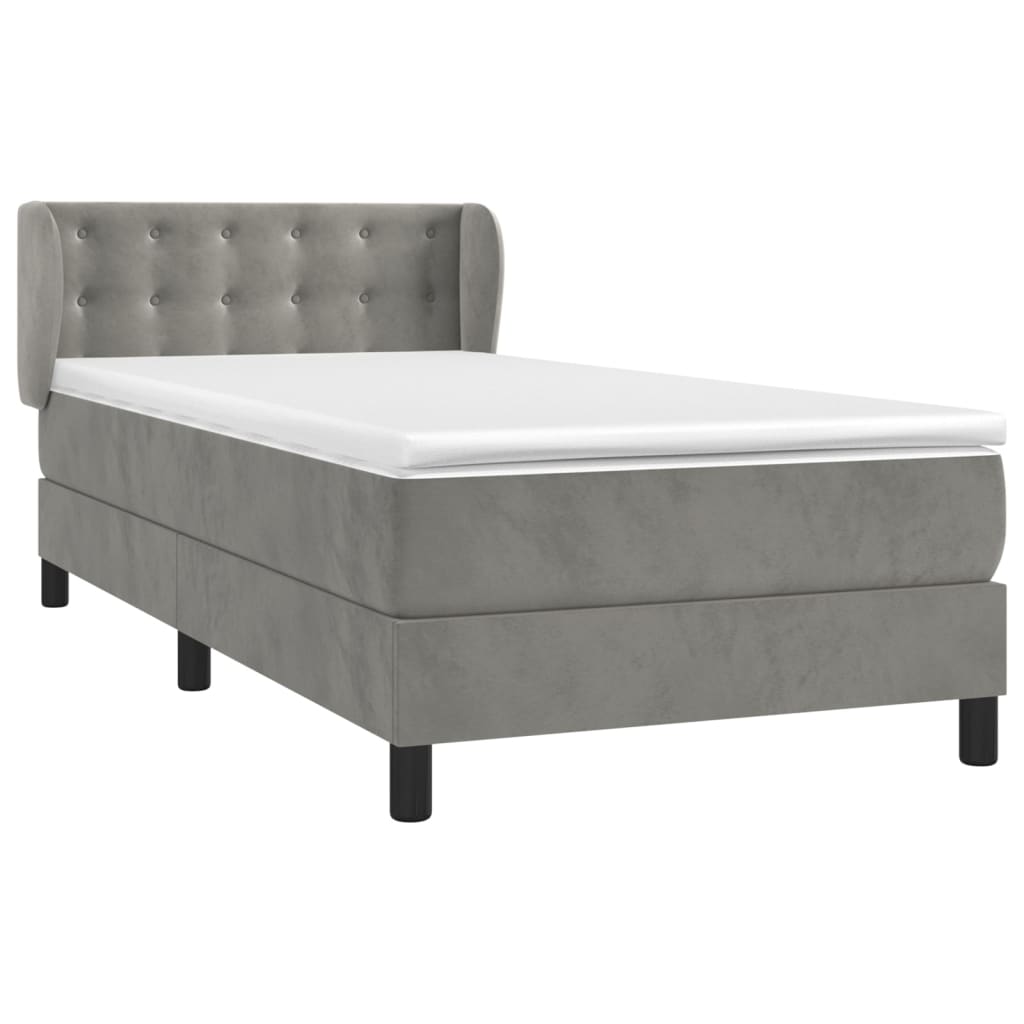 Box spring krevet s madracem svjetlosivi 100x200 cm baršunasti