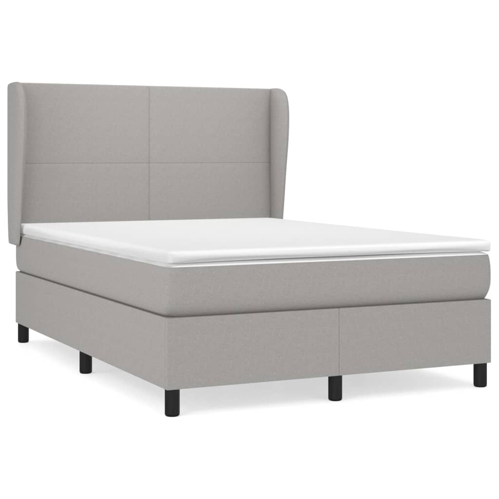 Krevet s oprugama i madracem svjetlosivi 140x190 cm od tkanine