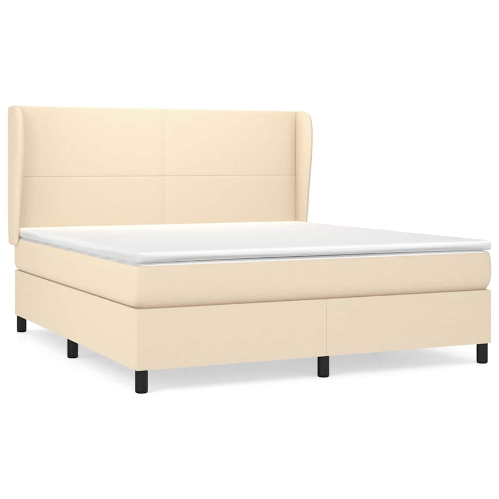 Krevet s oprugama i madracem krem 160x200 cm od tkanine