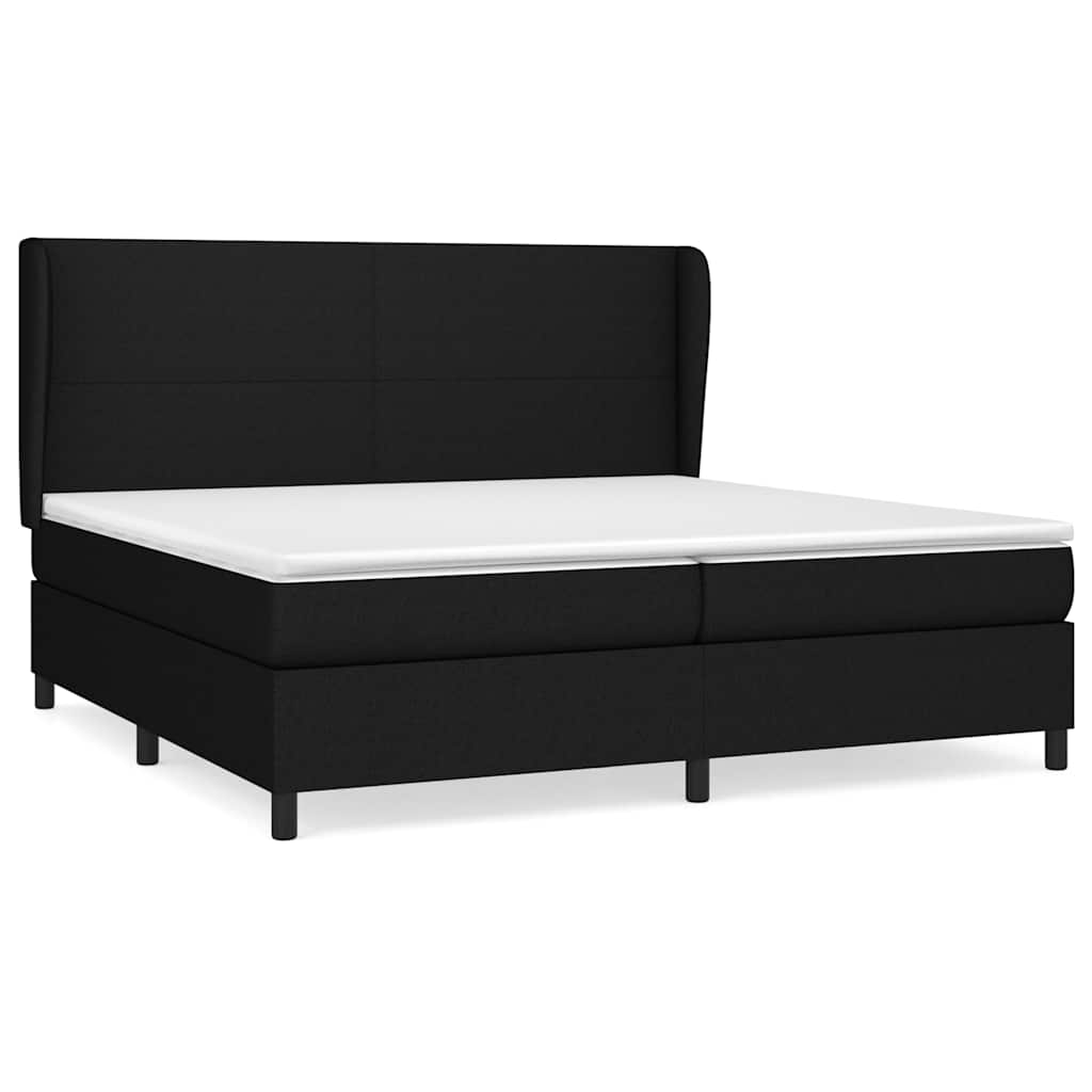 Krevet s oprugama i madracem crni 200x200 cm od tkanine