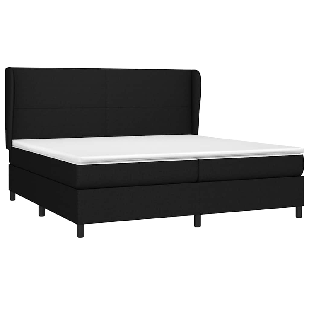 Krevet s oprugama i madracem crni 200x200 cm od tkanine