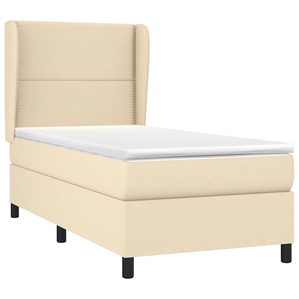 Krevet s oprugama i madracem krem 90 x 190 cm od tkanine