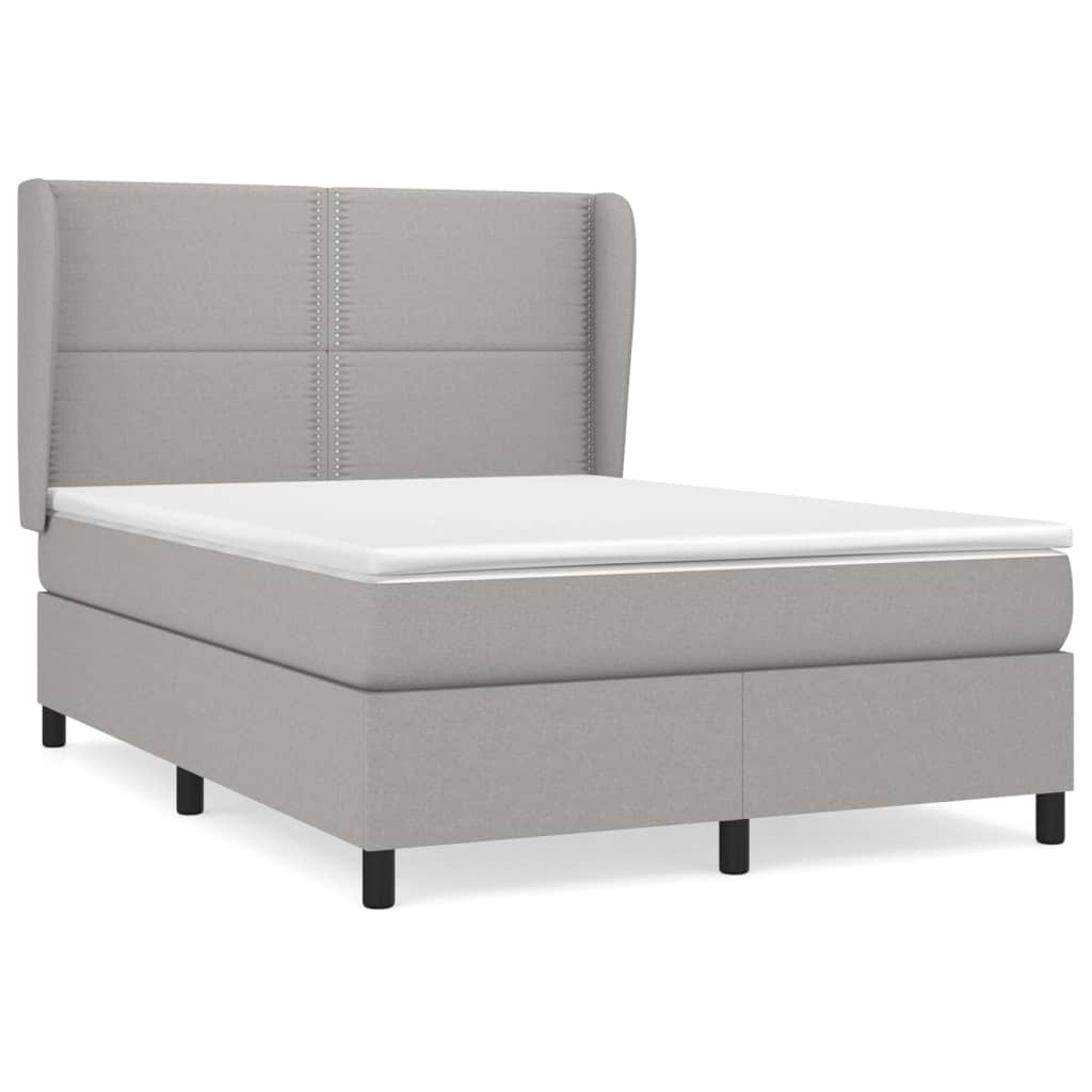 Krevet box spring s madracem svjetlosivi 140x200 cm od tkanine