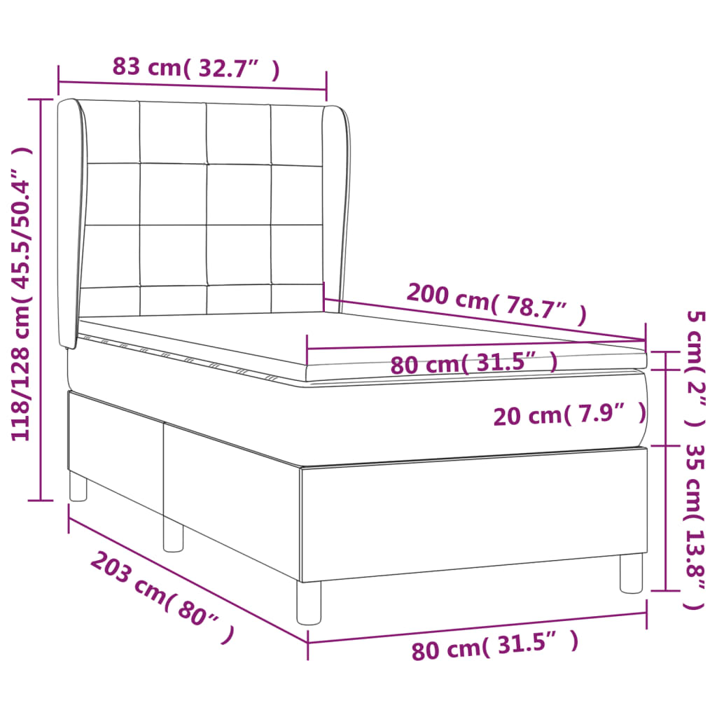 Krevet s oprugama i madracem plavi 80x200 cm od tkanine