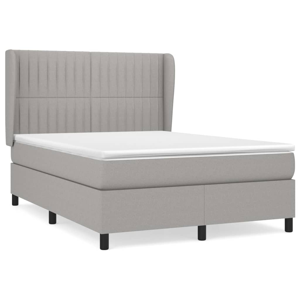 Krevet s oprugama i madracem svjetlosivi 140x190 cm od tkanine