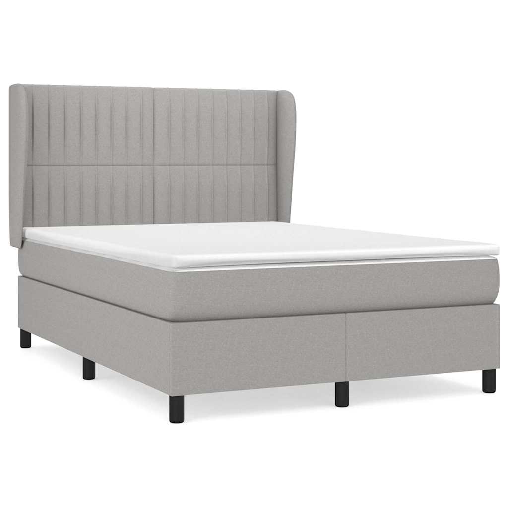 Krevet box spring s madracem svjetlosivi 140x200 cm od tkanine