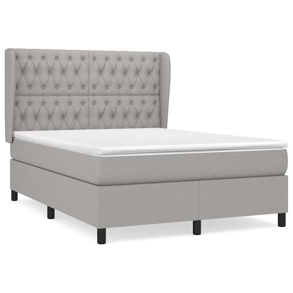 Krevet box spring s madracem svjetlosivi 140x200 cm od tkanine