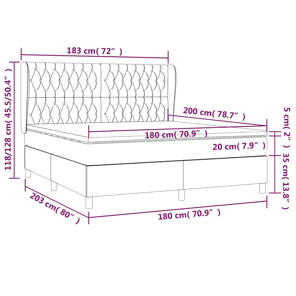 Krevet s oprugama i madracem crni 180x200 cm od tkanine