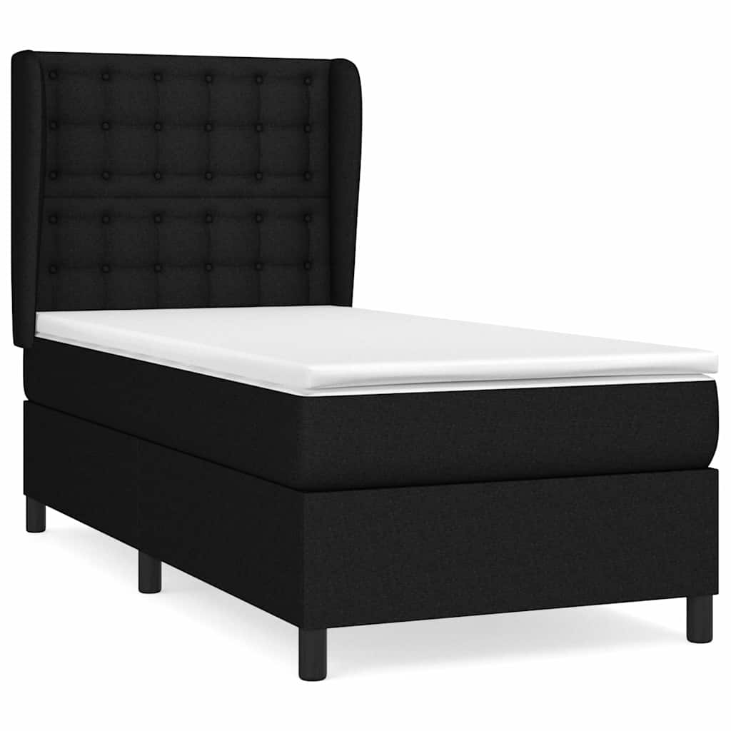 Box spring krevet s madracem crni 90x190 cm od tkanine