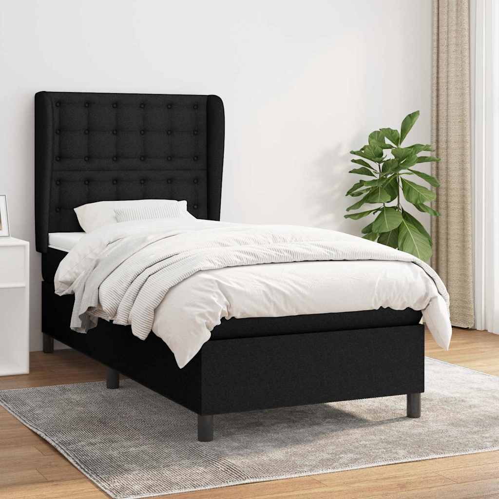 Box spring krevet s madracem crni 90x190 cm od tkanine