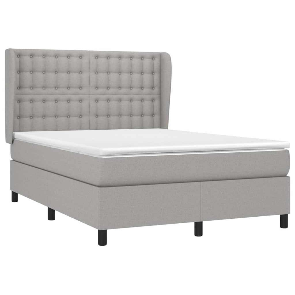 Krevet box spring s madracem svjetlosivi 140x200 cm od tkanine