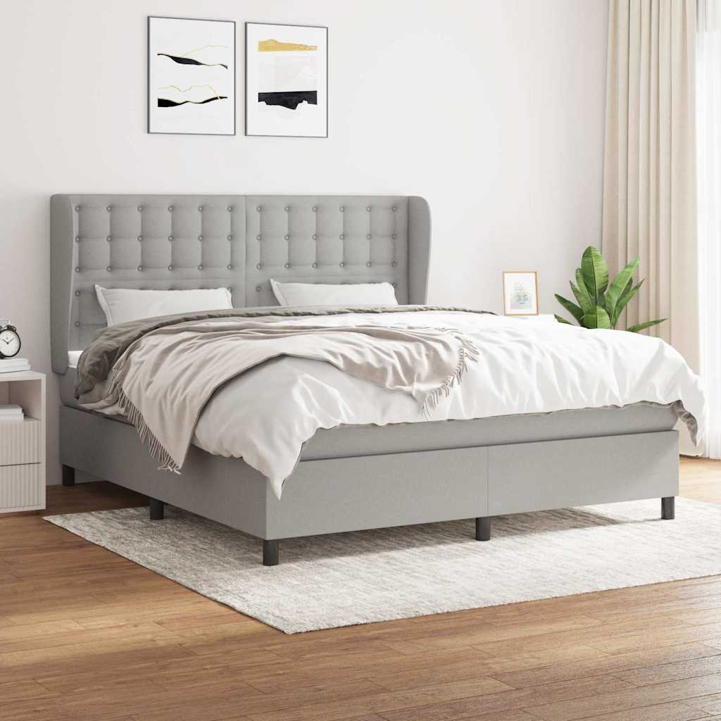Krevet box spring s madracem svjetlosiva 160x200 cm tkanina