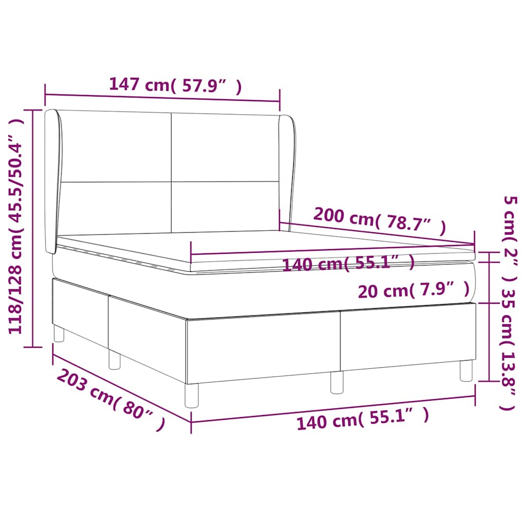 Krevet s oprugama i madracem plavi 140x200 cm od tkanine
