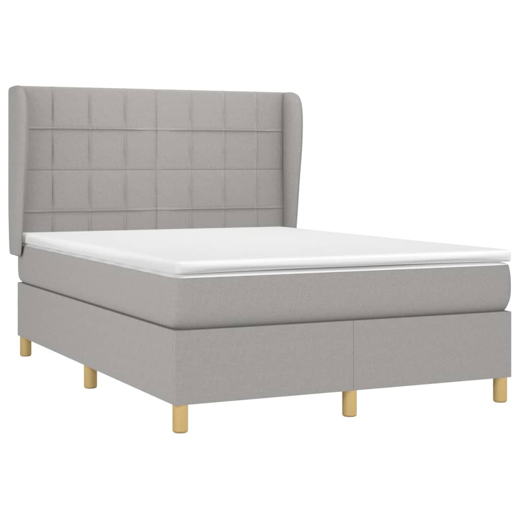 Krevet s oprugama i madracem svjetlosivi 140x190 cm od tkanine