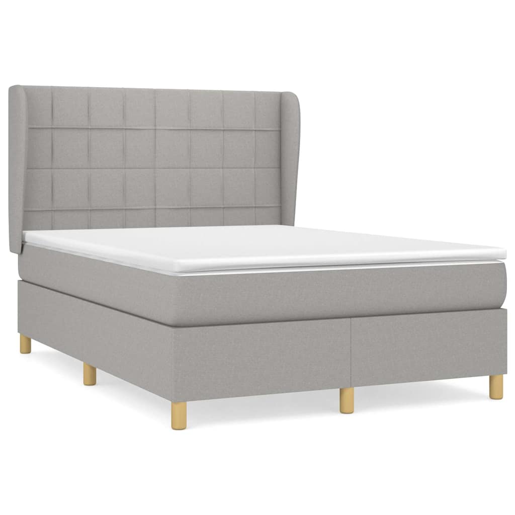 Krevet box spring s madracem svjetlosivi 140x200 cm od tkanine