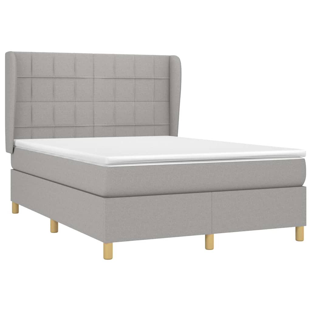 Krevet box spring s madracem svjetlosivi 140x200 cm od tkanine