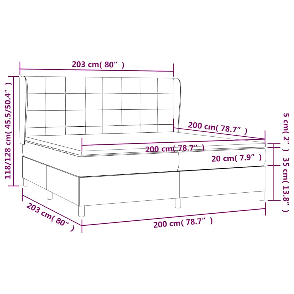 Krevet s oprugama i madracem plavi 200 x 200 cm od tkanine