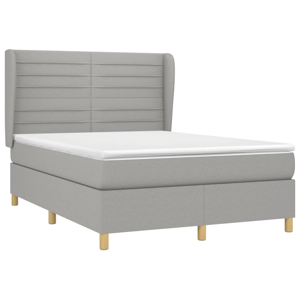 Krevet box spring s madracem svjetlosivi 140x200 cm od tkanine