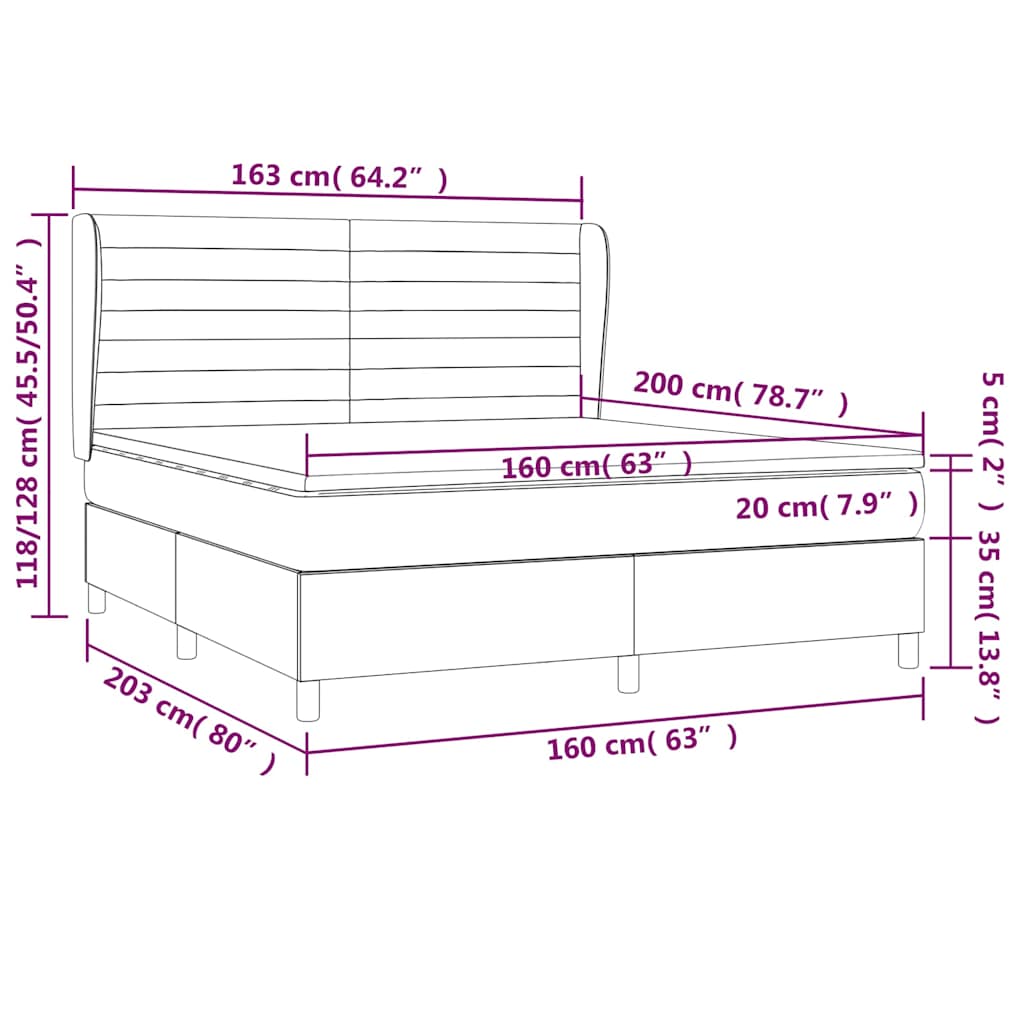 Krevet box spring s madracem svjetlosiva 160x200 cm tkanina