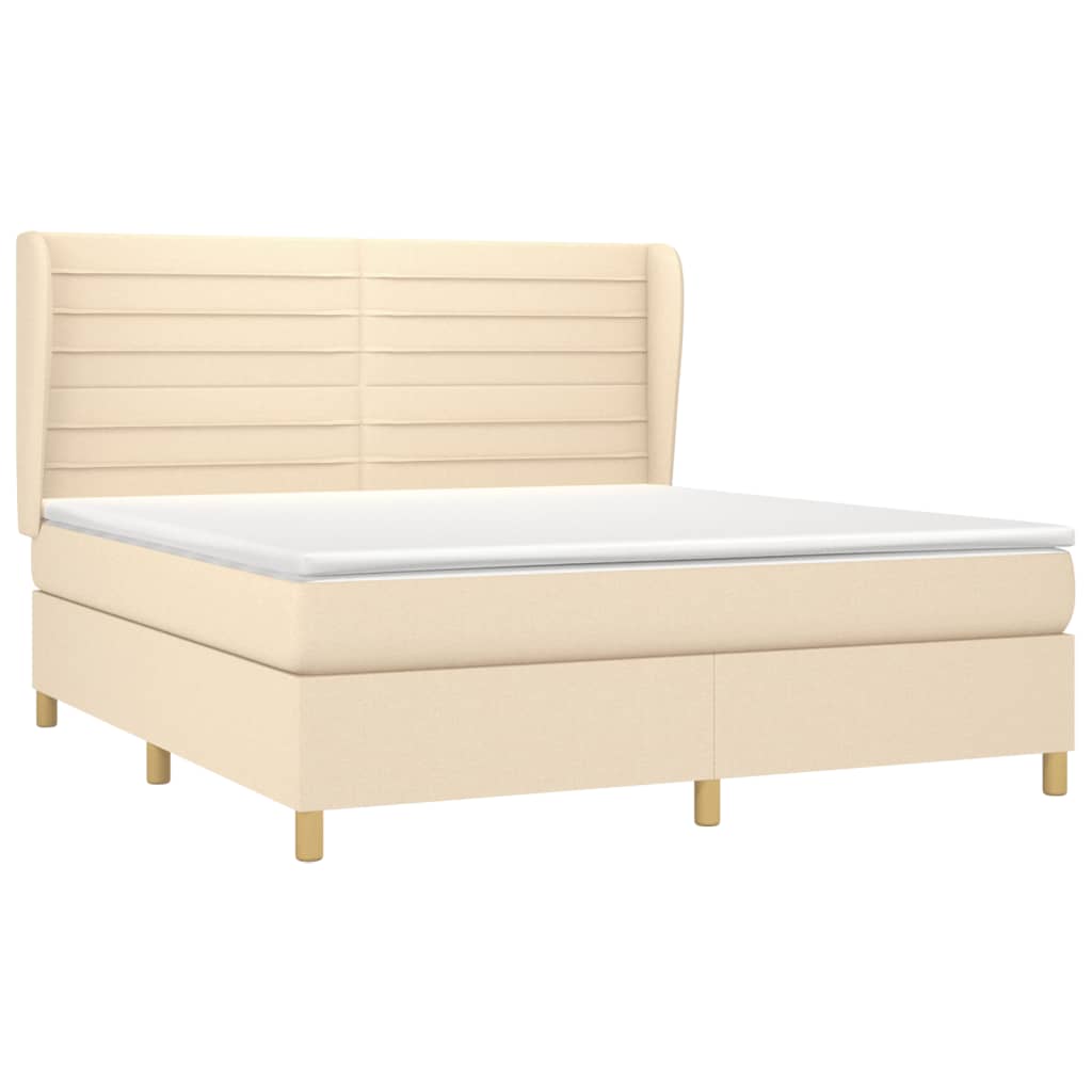 Krevet s oprugama i madracem krem 160x200 cm od tkanine