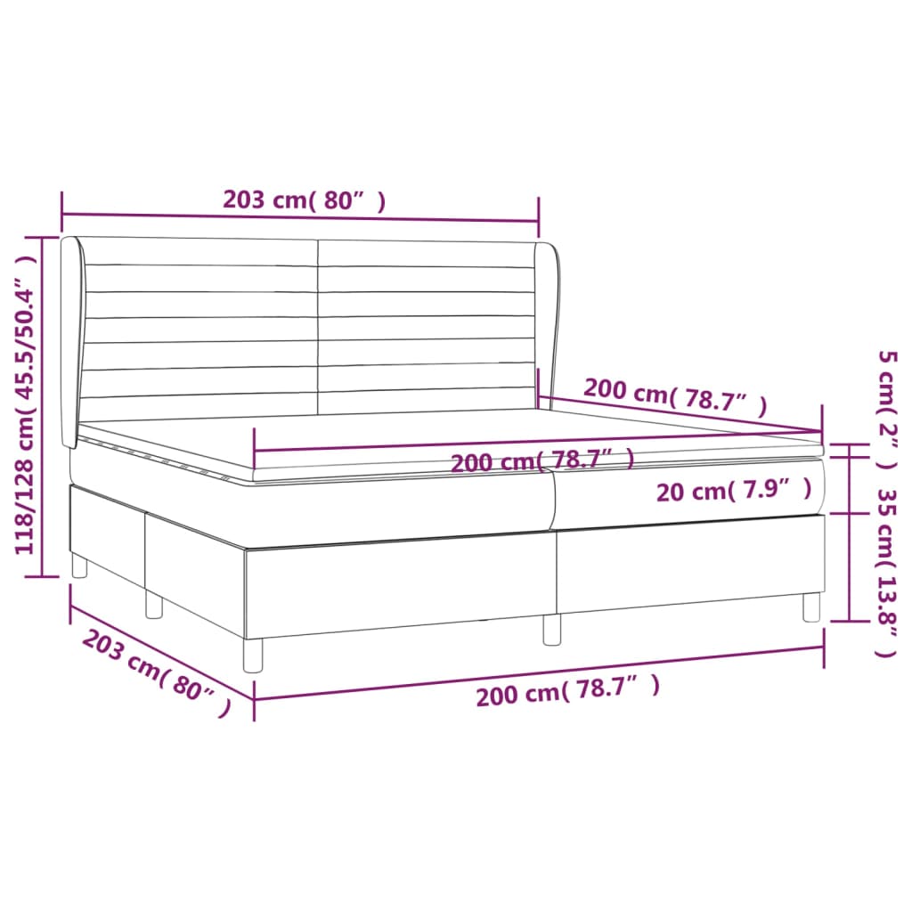 Krevet s oprugama i madracem krem 200 x 200 cm od tkanine