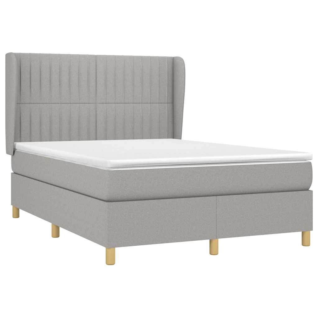Krevet s oprugama i madracem svjetlosivi 140x190 cm od tkanine