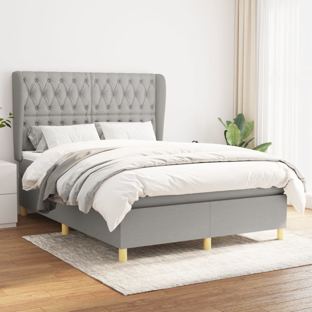 Krevet box spring s madracem svjetlosivi 140x200 cm od tkanine