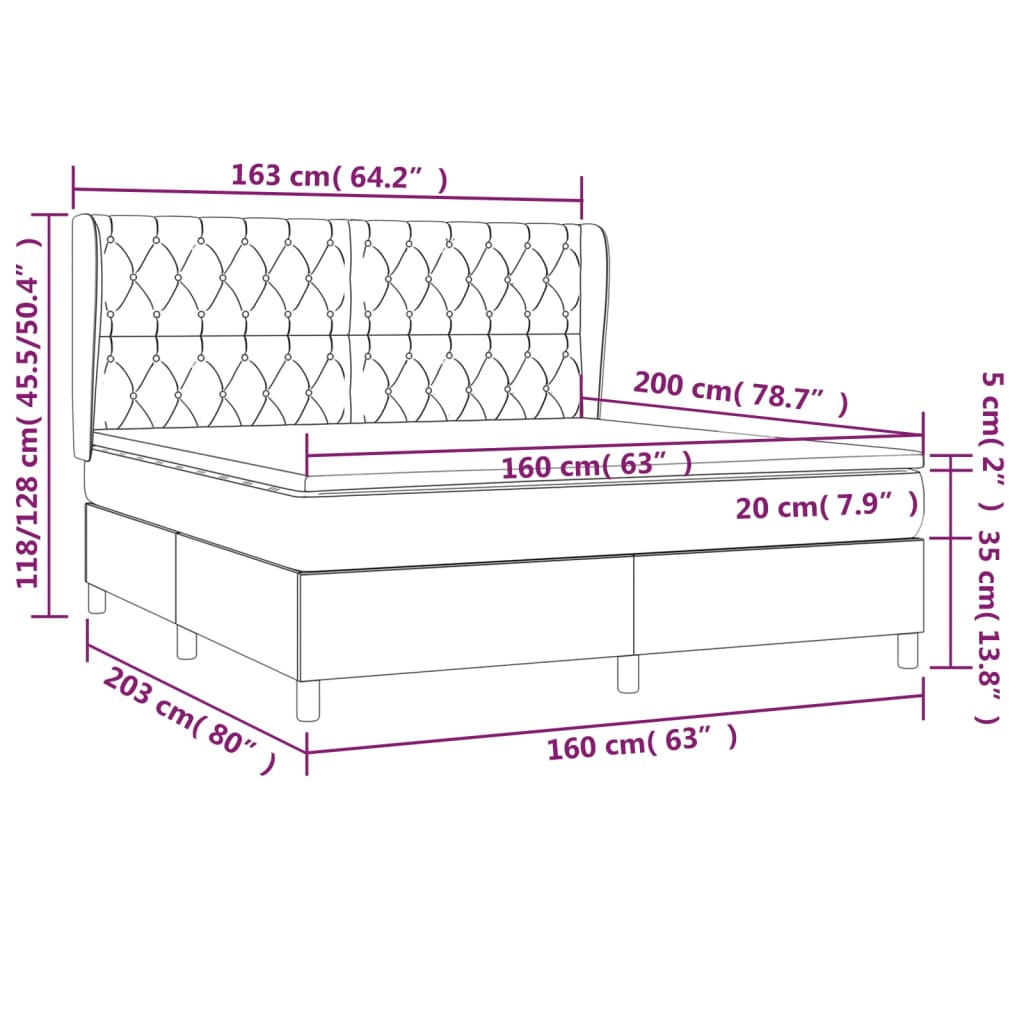 Krevet s oprugama i madracem krem 160x200 cm od tkanine