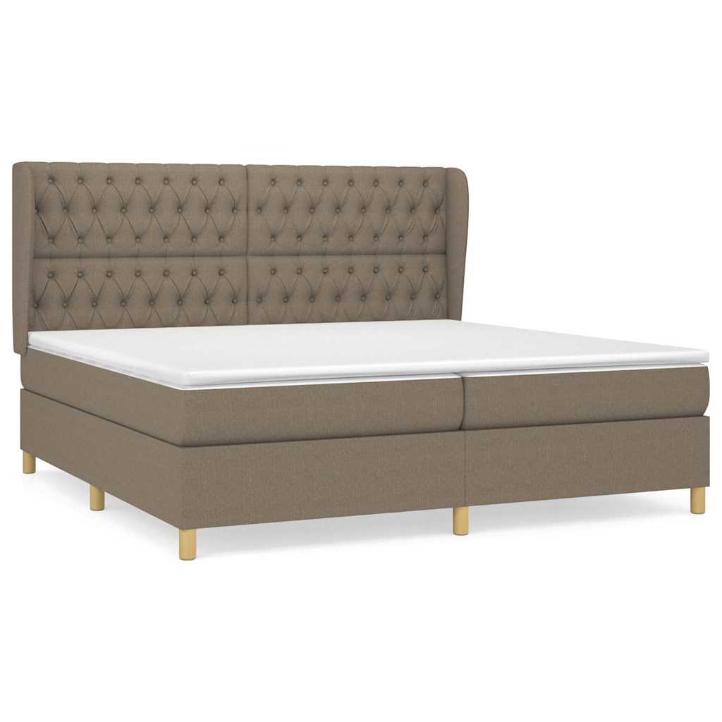 Krevet s oprugama i madracem smeđesivi 200x200 cm od tkanine