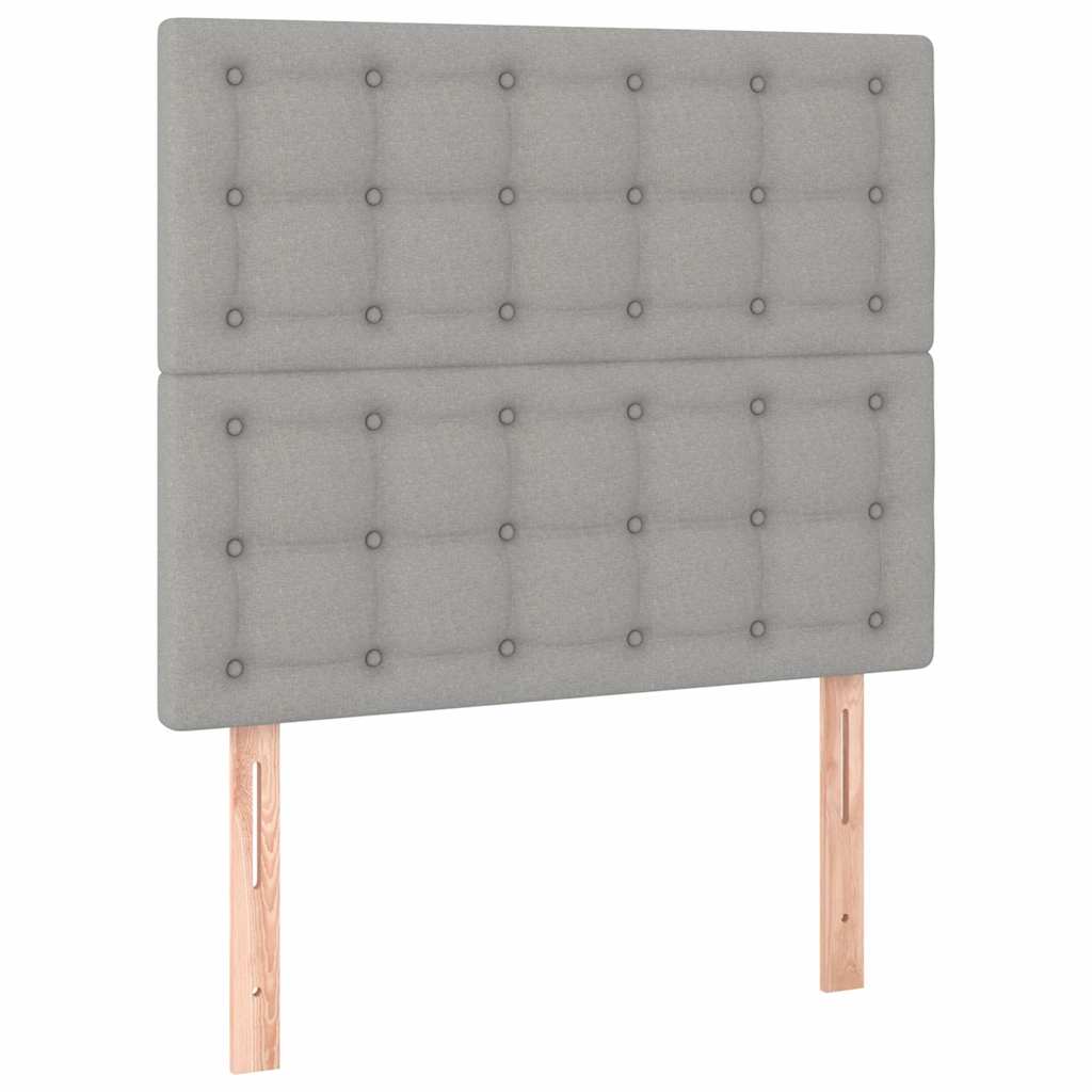 Okvir kreveta s oprugama i madrac svjetlosivi 90x200cm tkanina