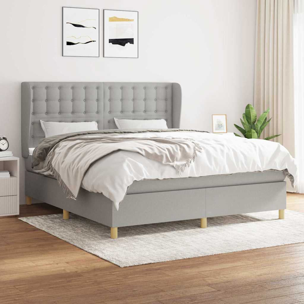 Krevet box spring s madracem svjetlosiva 160x200 cm tkanina