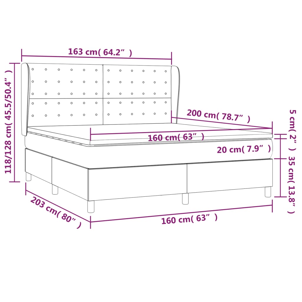 Okvir kreveta s oprugama i madrac svjetlosivi 160x200cm tkanina