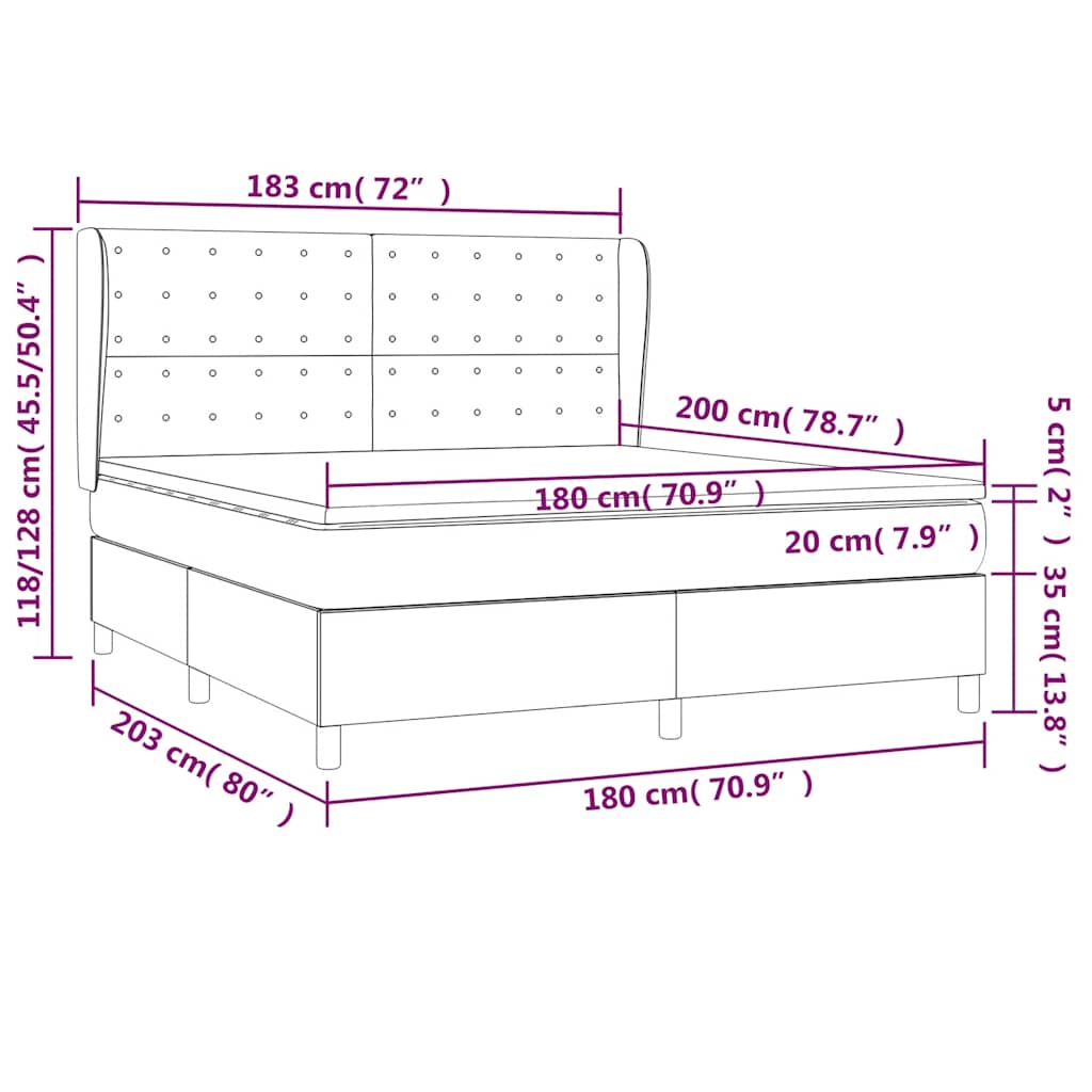 Krevet s oprugama i madracem crni 180x200 cm od tkanine