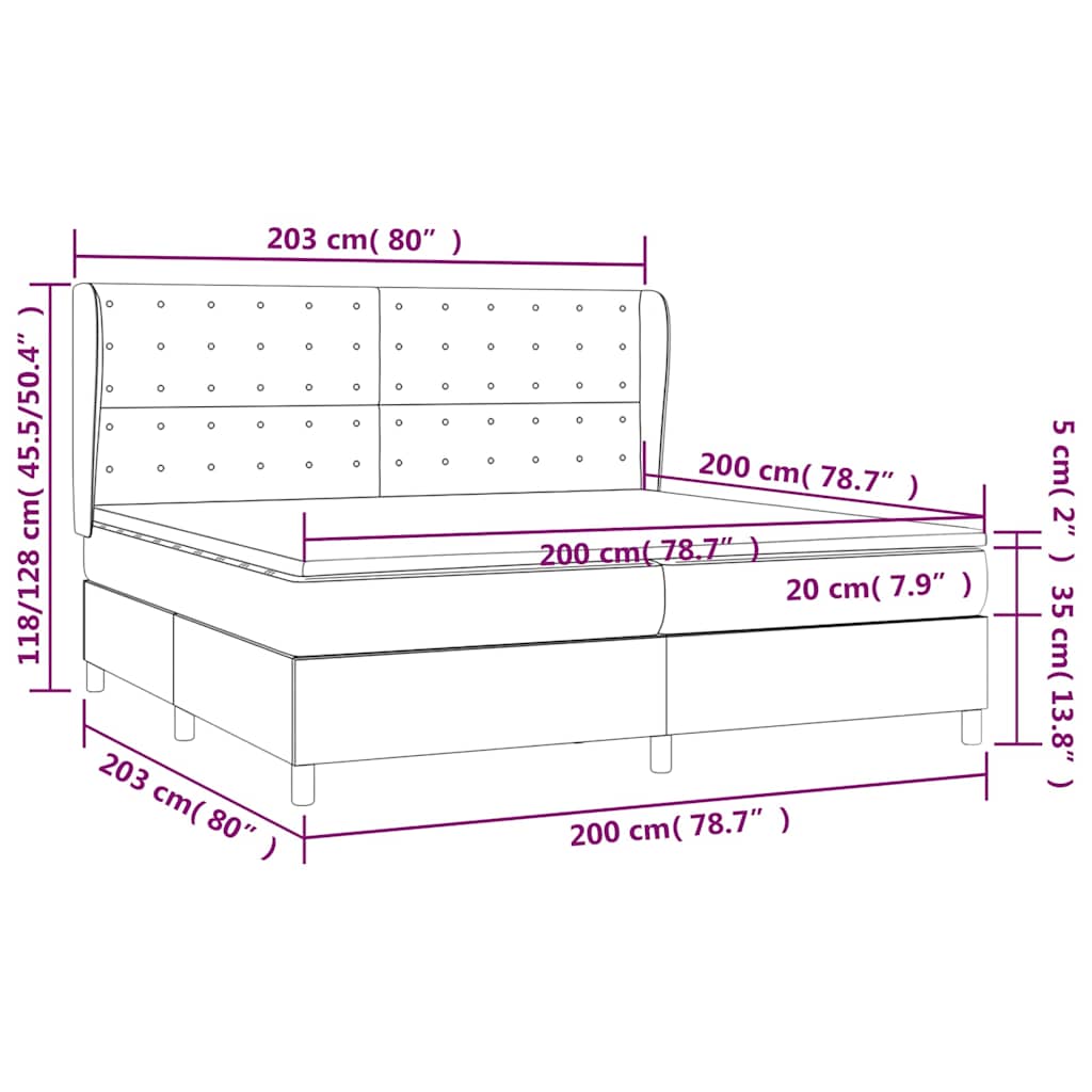 Krevet s oprugama i madracem smeđesivi 200x200 cm od tkanine