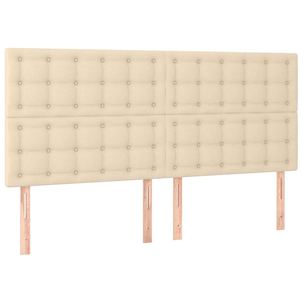Krevet s oprugama i madracem krem 200 x 200 cm od tkanine